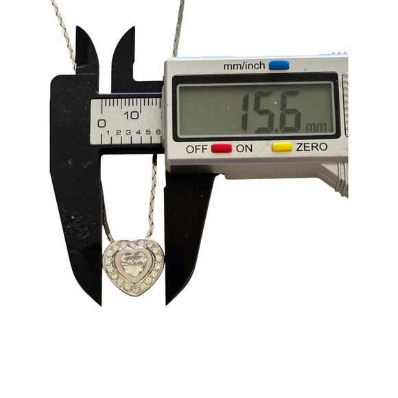 925 Sterling Silver Cubic Zirconia Heart Pendant DCI Necklace 13” Monet Chain - Picture 5 of 11